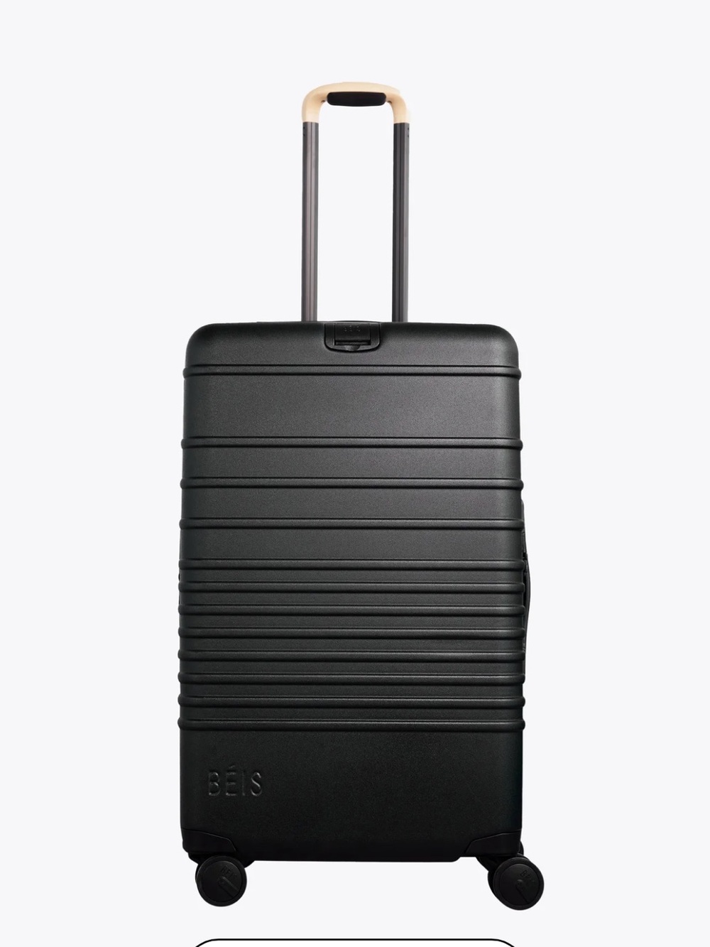 BEIS Black Hardside Spinner with Gold Accent Handle. Medium.